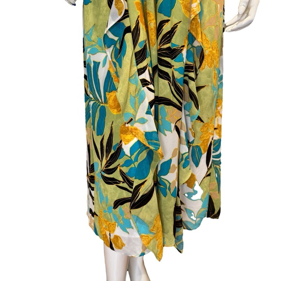 Chico’s Chiffon Floral Faux Wrap A-Line Ruffled Flutter Sleeves Dress Size 18 - Picture 5 of 8